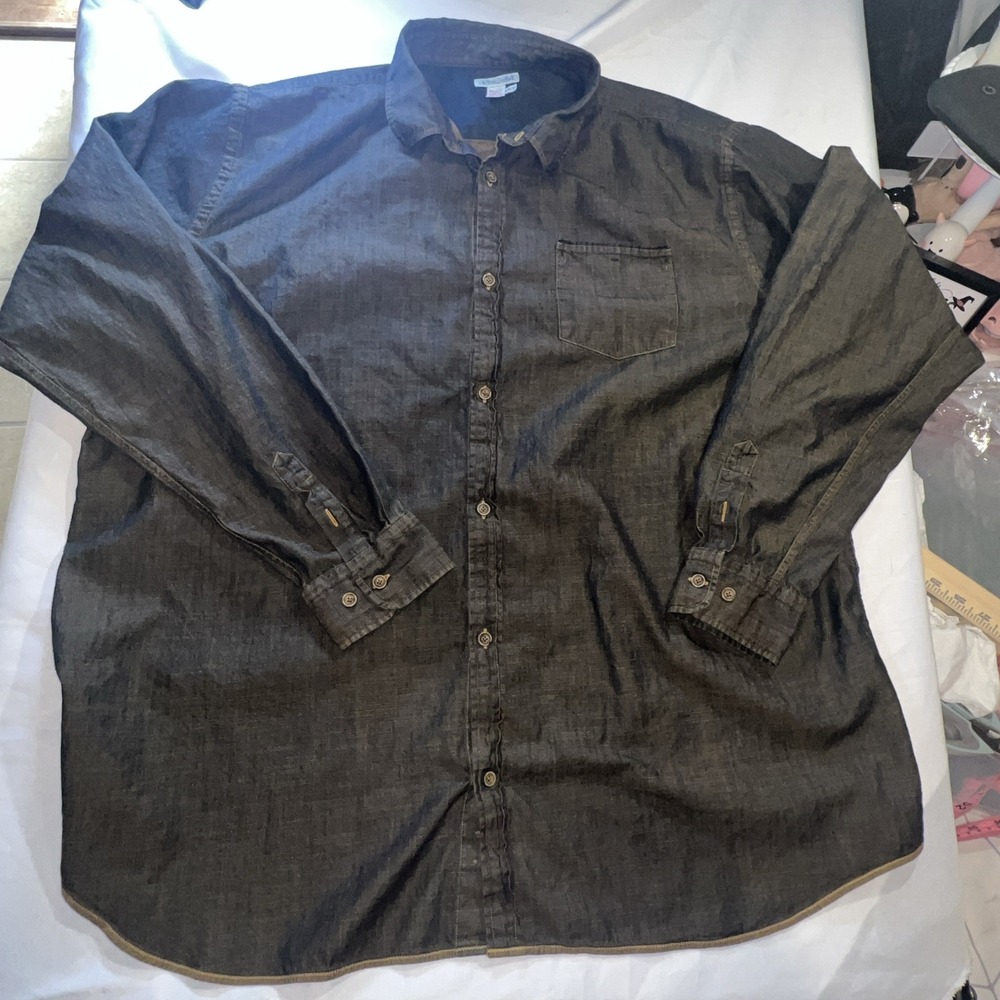 Carbon2Cobalt Itialian Made Grey/brown Long Sleeve Shirt Men's TallXXL Sexy 65